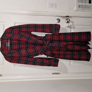 Pendleton Vintage 100% Virgin Wool Robe Plaid Red Belted Men L Mac Lean Tartan